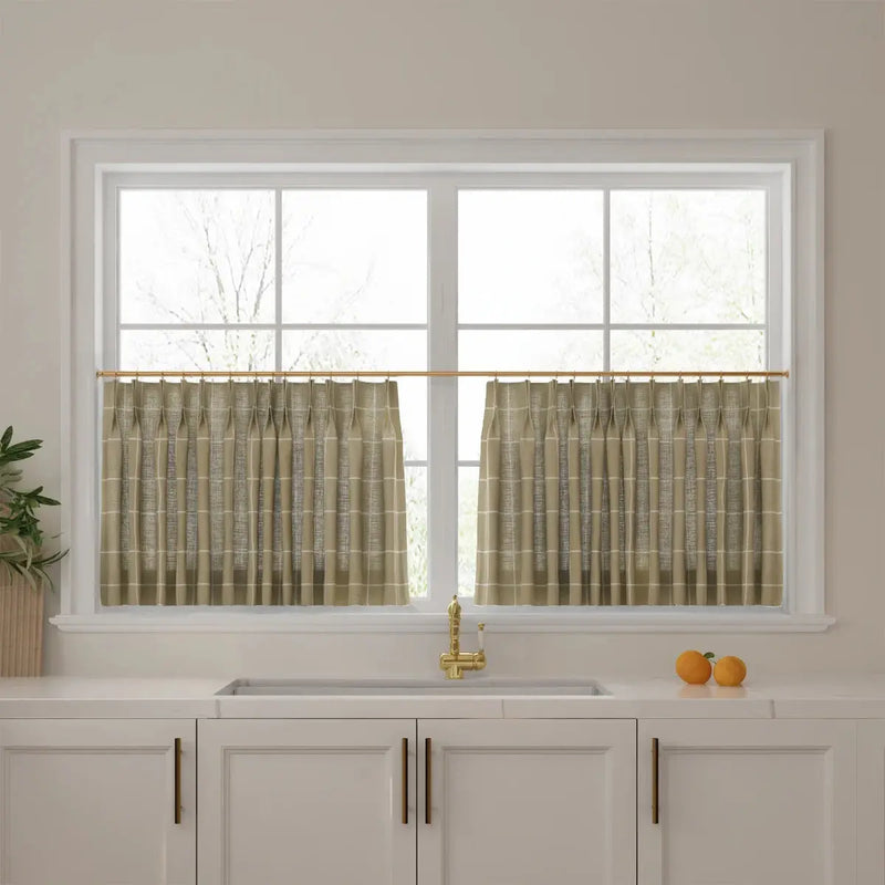 Stefana Silber x TWOPAGES Graphic Printed Linen Pleated Cafe Curtains