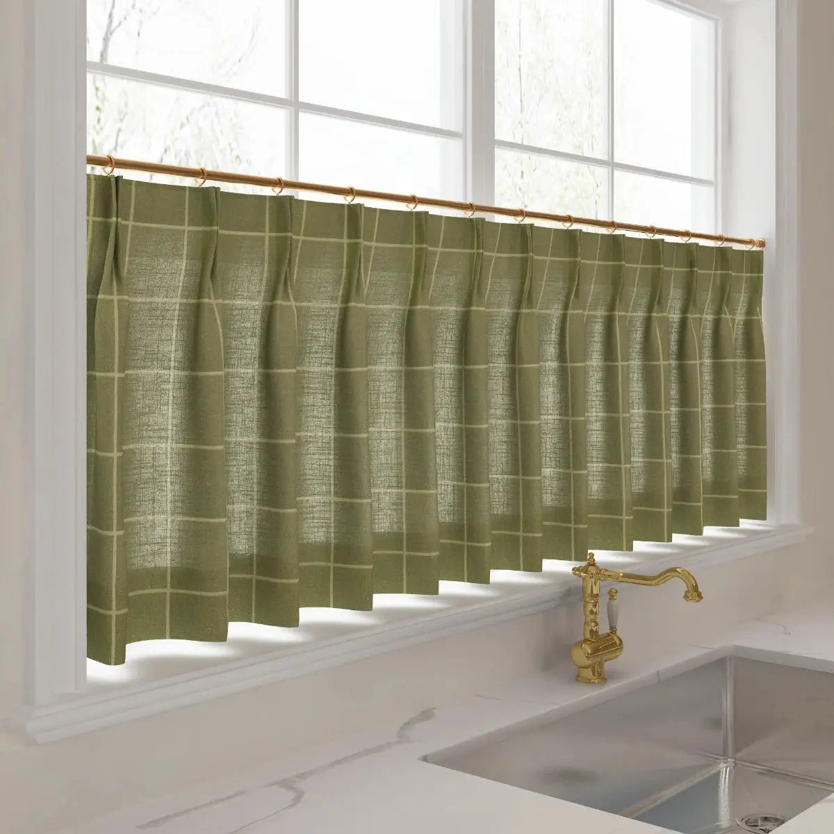 Stefana Silber x TWOPAGES Graphic Printed Linen Pleated Cafe Curtains