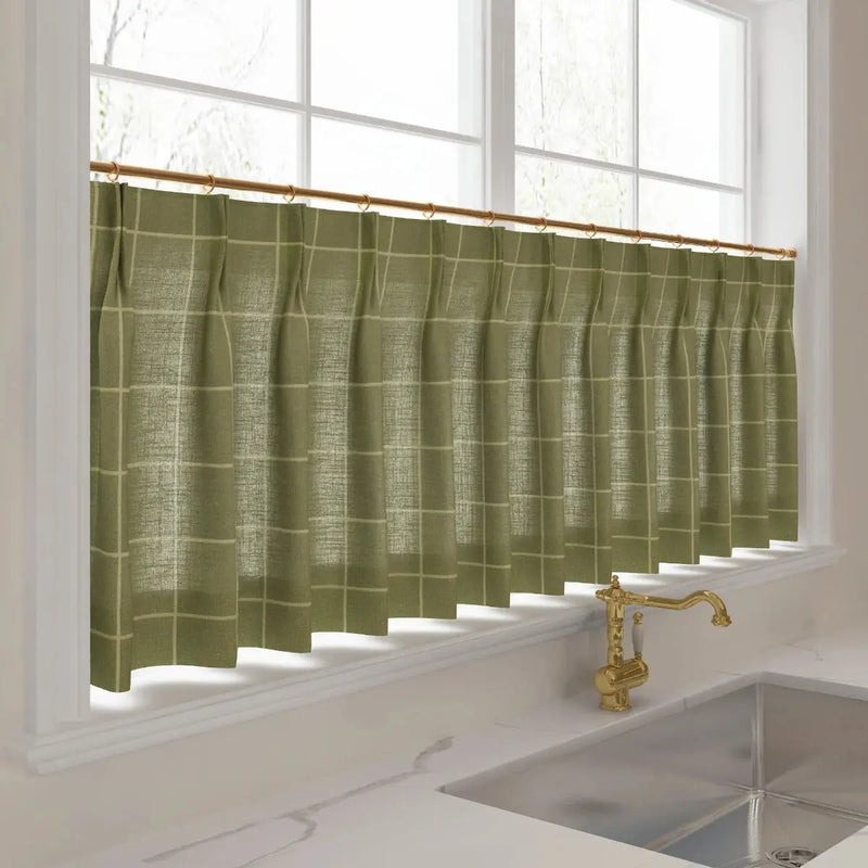 Stefana Silber x TWOPAGES Graphic Printed Linen Pleated Cafe Curtains