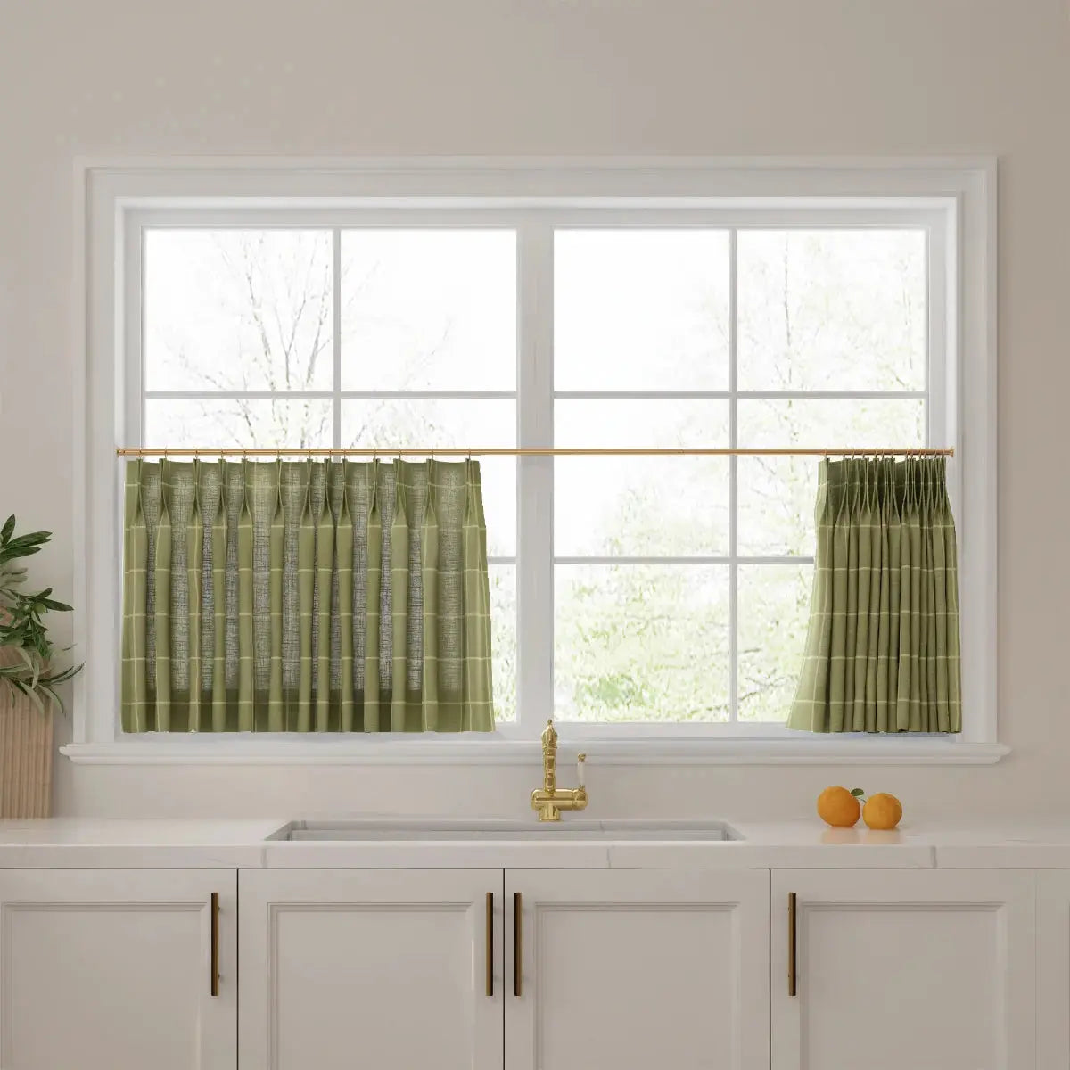 Stefana Silber x TWOPAGES Graphic Printed Linen Pleated Cafe Curtains