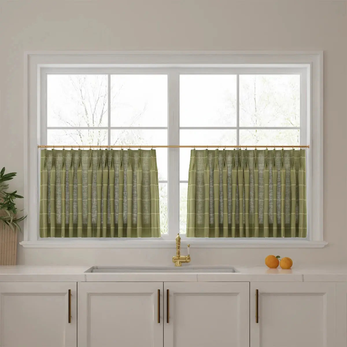 Stefana Silber x TWOPAGES Graphic Printed Linen Pleated Cafe Curtains