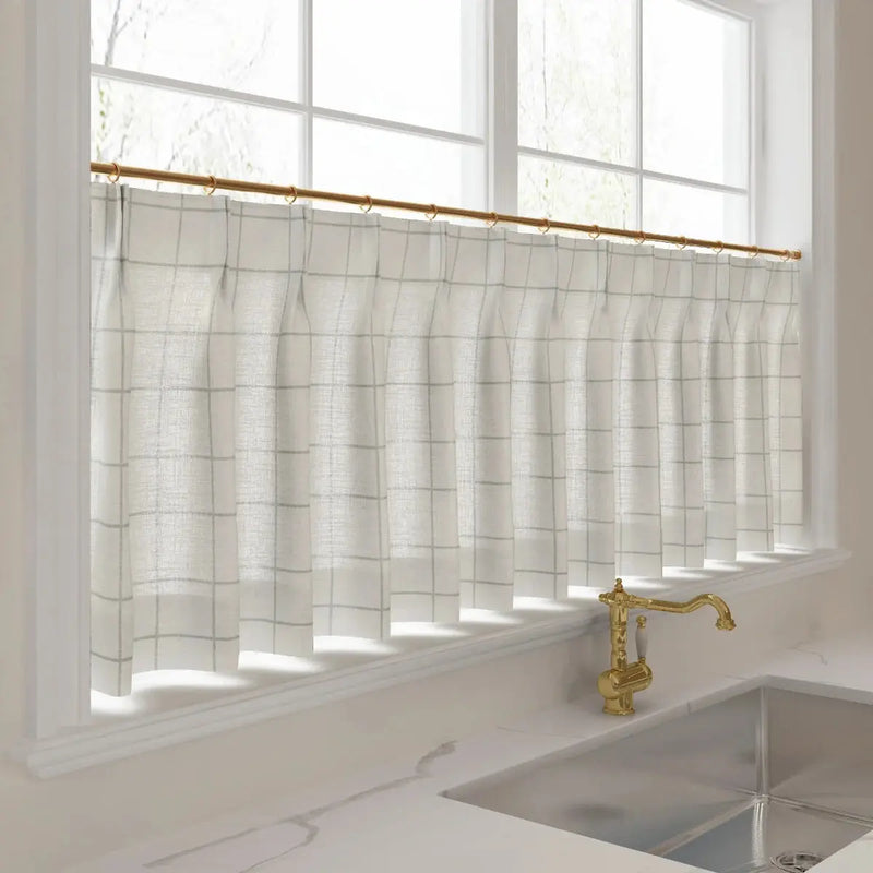 Stefana Silber x TWOPAGES Graphic Printed Linen Pleated Cafe Curtains