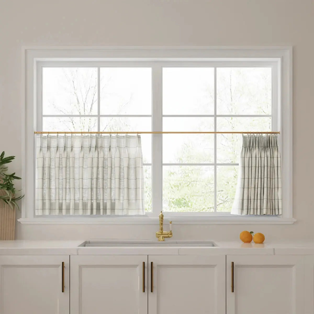 Stefana Silber x TWOPAGES Graphic Printed Linen Pleated Cafe Curtains