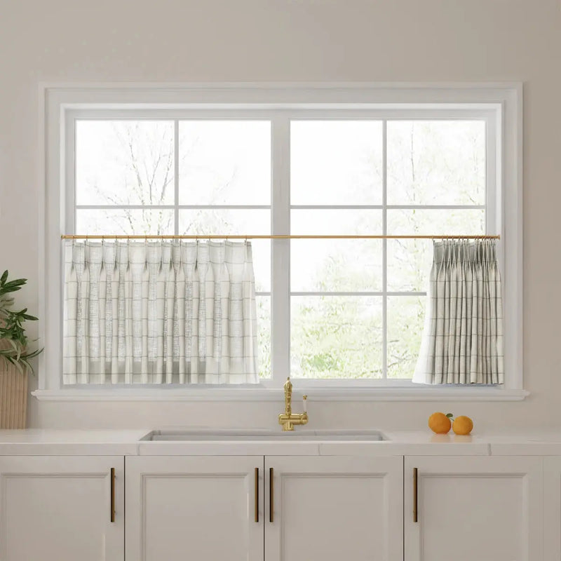Stefana Silber x TWOPAGES Graphic Printed Linen Pleated Cafe Curtains
