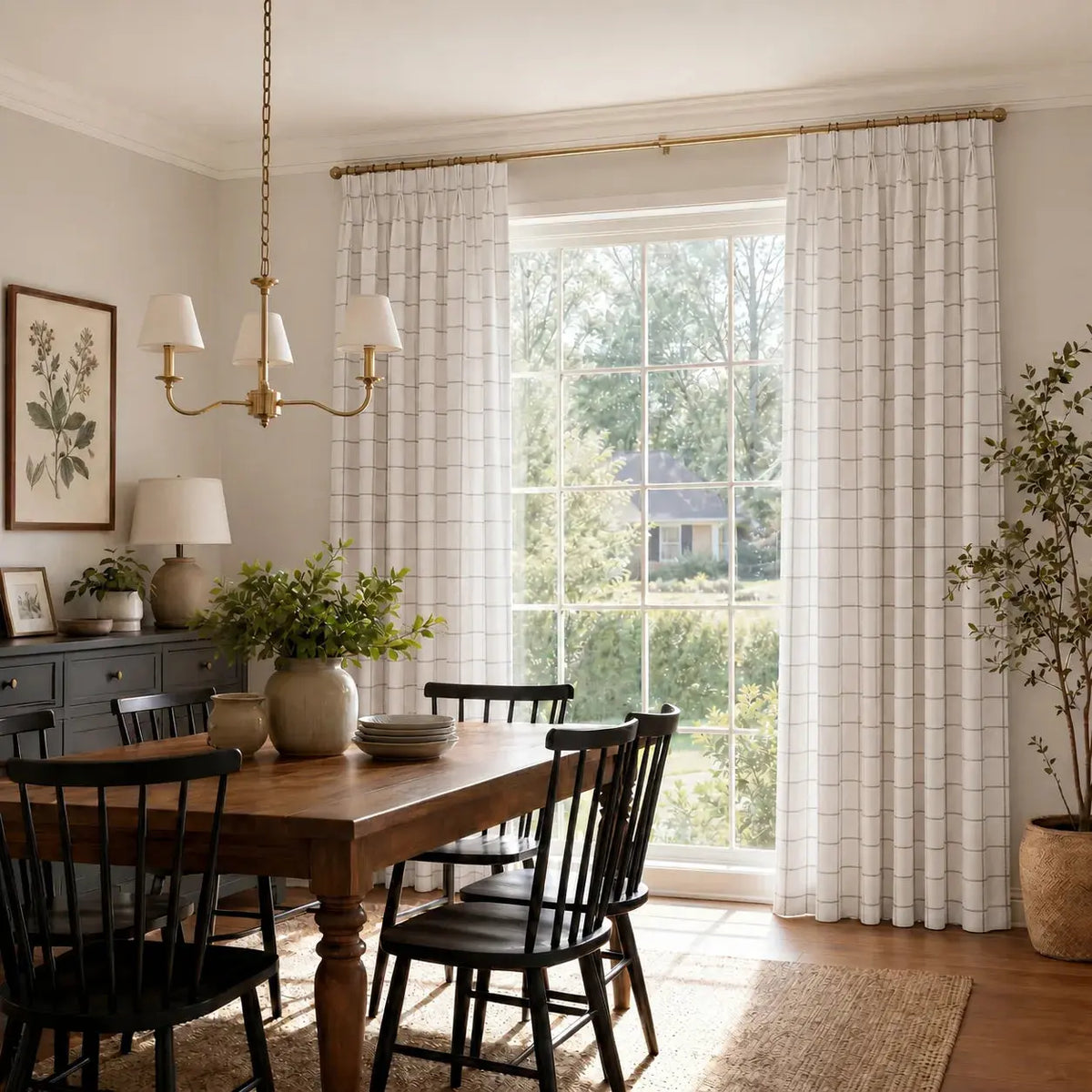Stefana Silber x TWOPAGES Graphic Printed Linen Blend Pleated Curtains