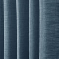 Aegean Blue Liz linen curtains in a close room detail highlighting the linen texture and colour