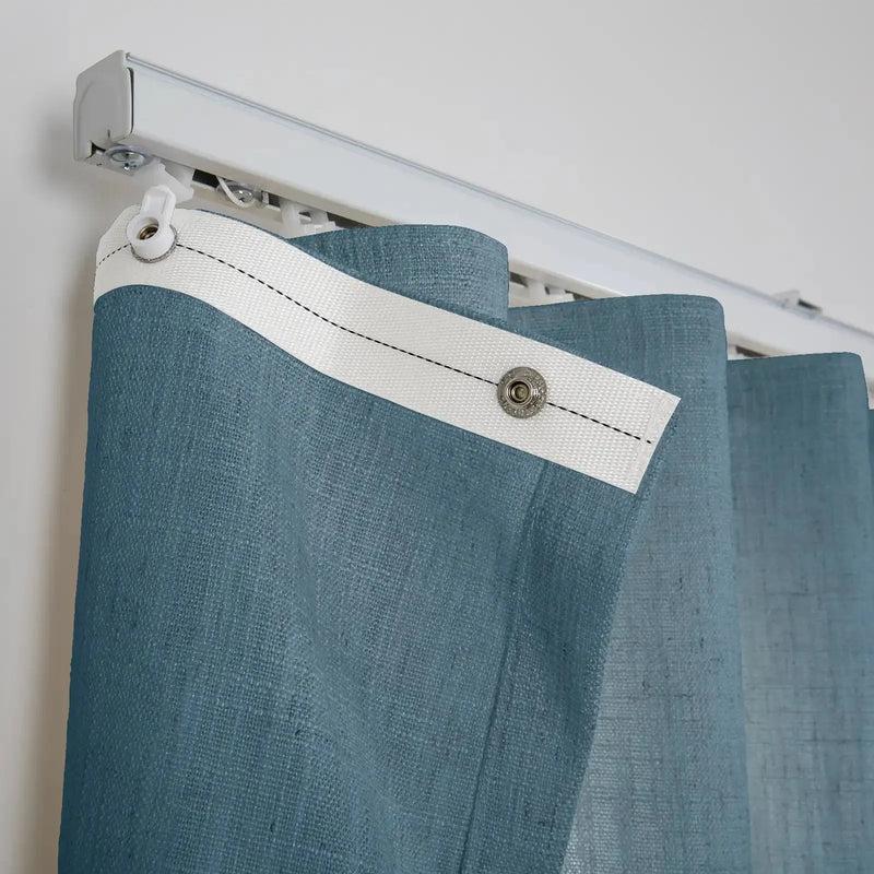 Liz Linen Ripple Fold Drapery with Snap Tape - Lora Track- -TWOPAGES
