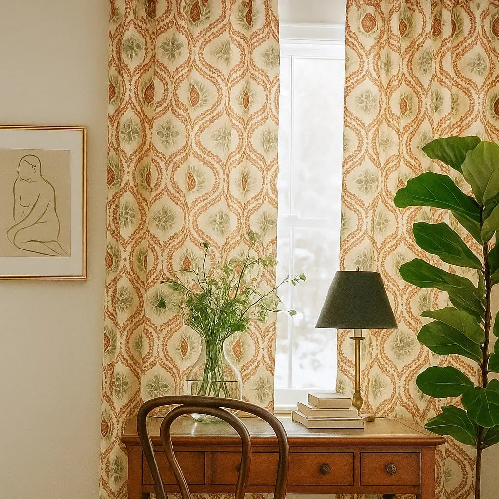 Sabrina Ramkhelawan x TWOPAGES Artisanal Canyon Grove Printed Cotton Pleated Curtains