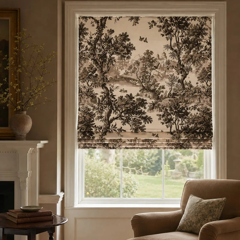 Sara Le x TWOPAGES Printed Linen Roman Blind Cord Lift