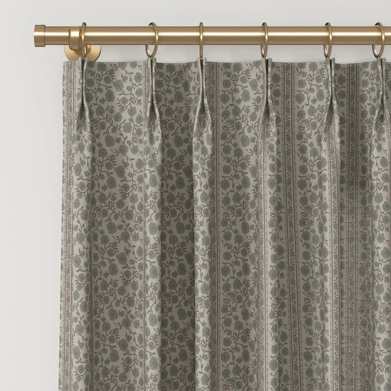 Rebecca Hughes x TWOPAGES Classic Vintage Printed Cotton Pleated Curtains