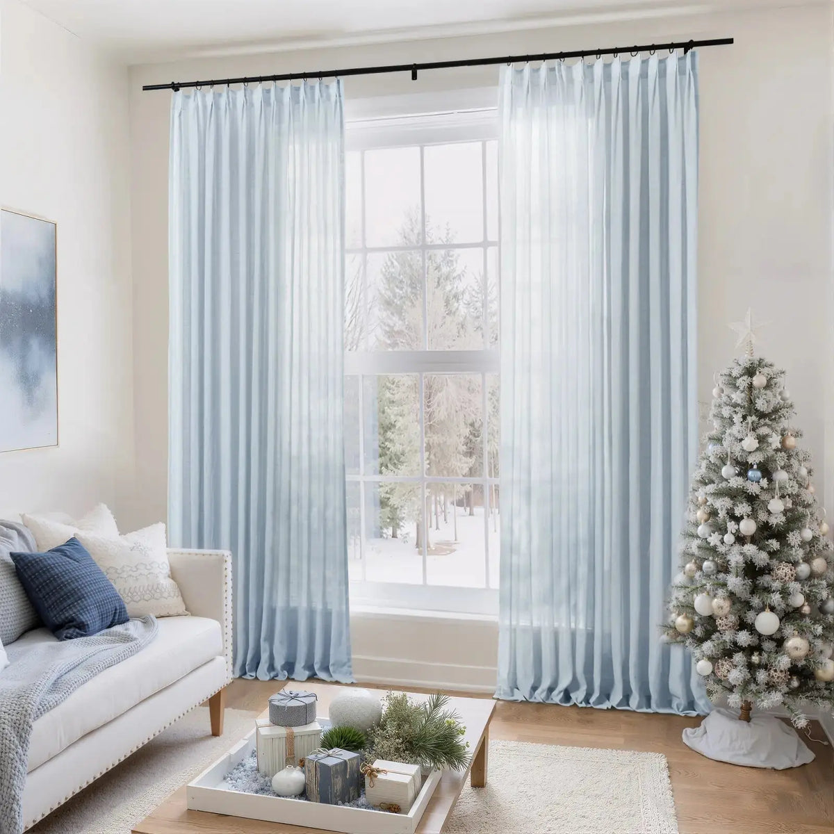 Flynn Airy Lightweight Pleated Sheer Curtain