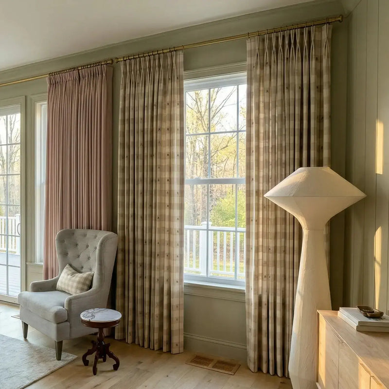 Rebecca Hughes x TWOPAGES Classic Vintage Printed Cotton Pleated Curtains