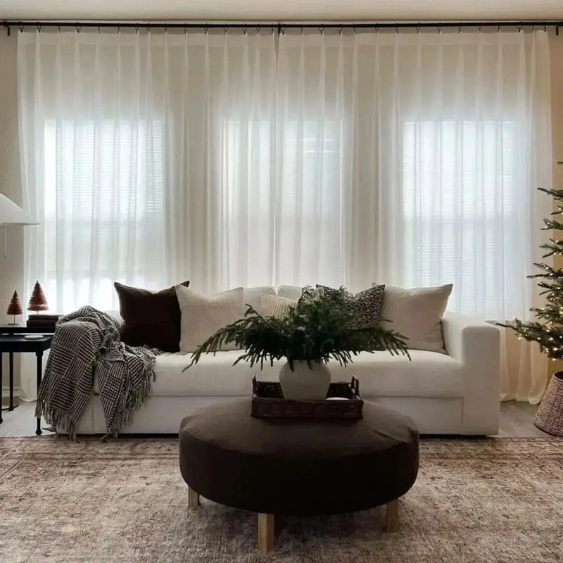Scandina Solid Sheer Pleated Curtains