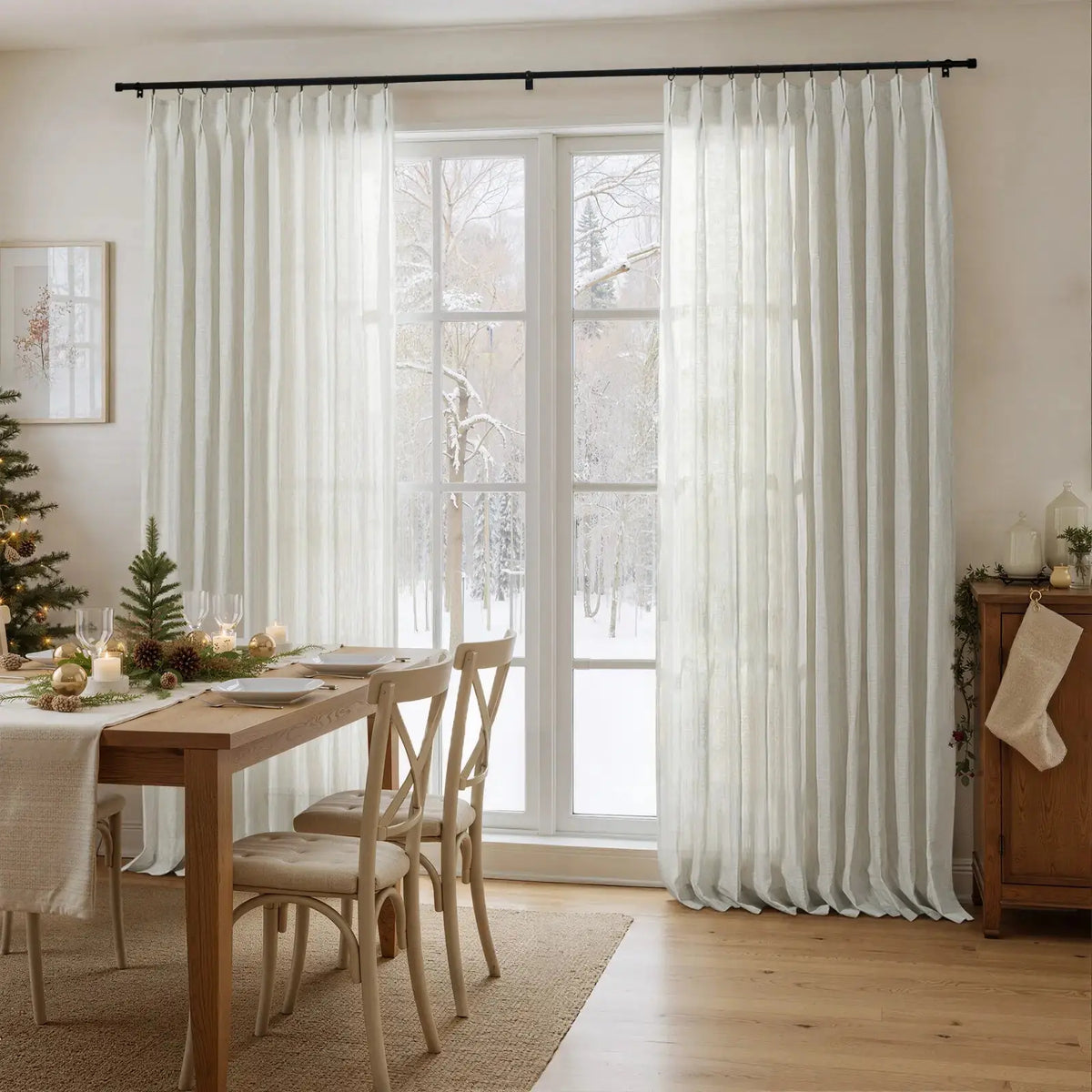 Joy Pure Linen Pleated Sheer Curtains