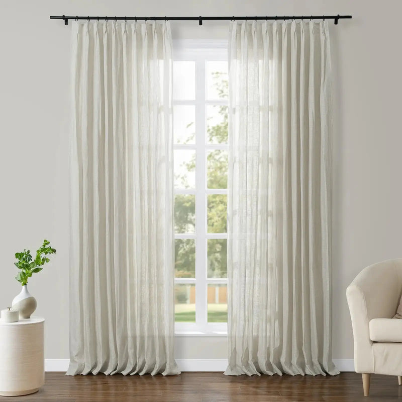 Joy Pure Linen Pleated Sheer Curtains