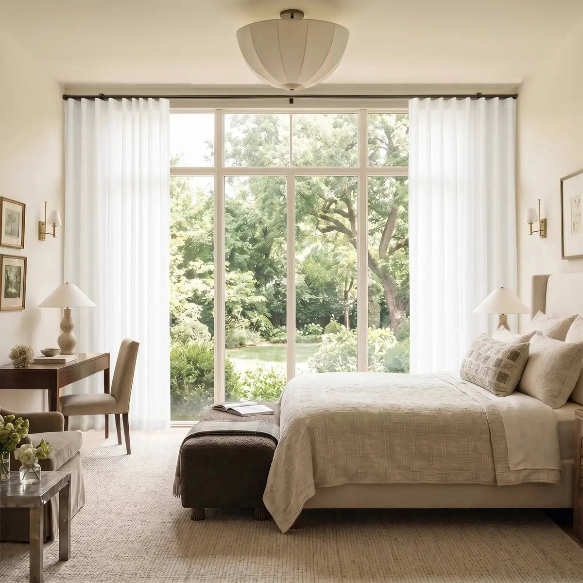Liz Linen Ripple Fold Curtain with Belt Hook - Cato Traverse Rod- -TWOPAGES
