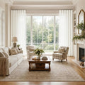Liz Linen Ripple Fold Drapery with Snap Tape - Cato Traverse Rod- -TWOPAGES