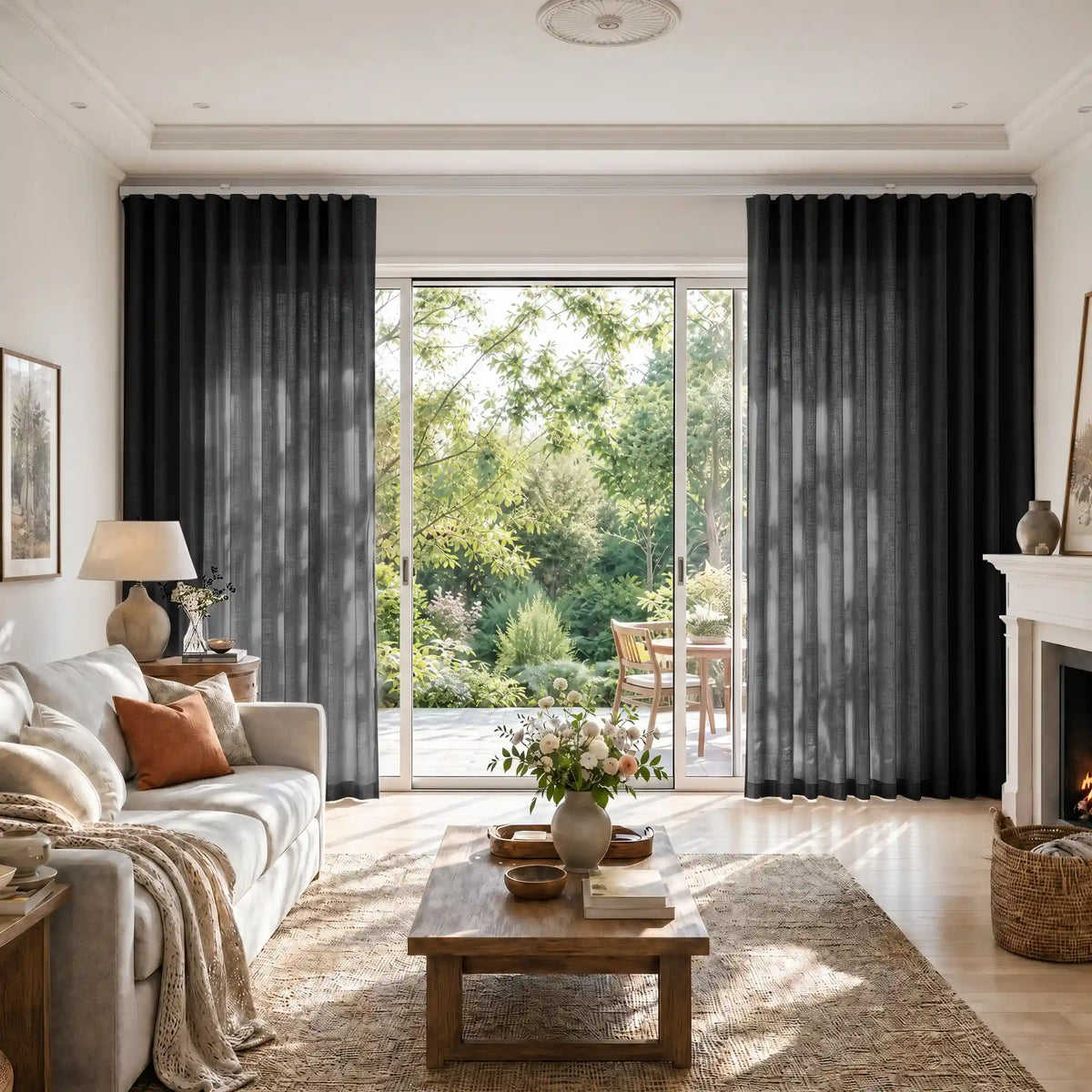 Liz Linen S-fold Curtains with Snap Tape - Lora Track