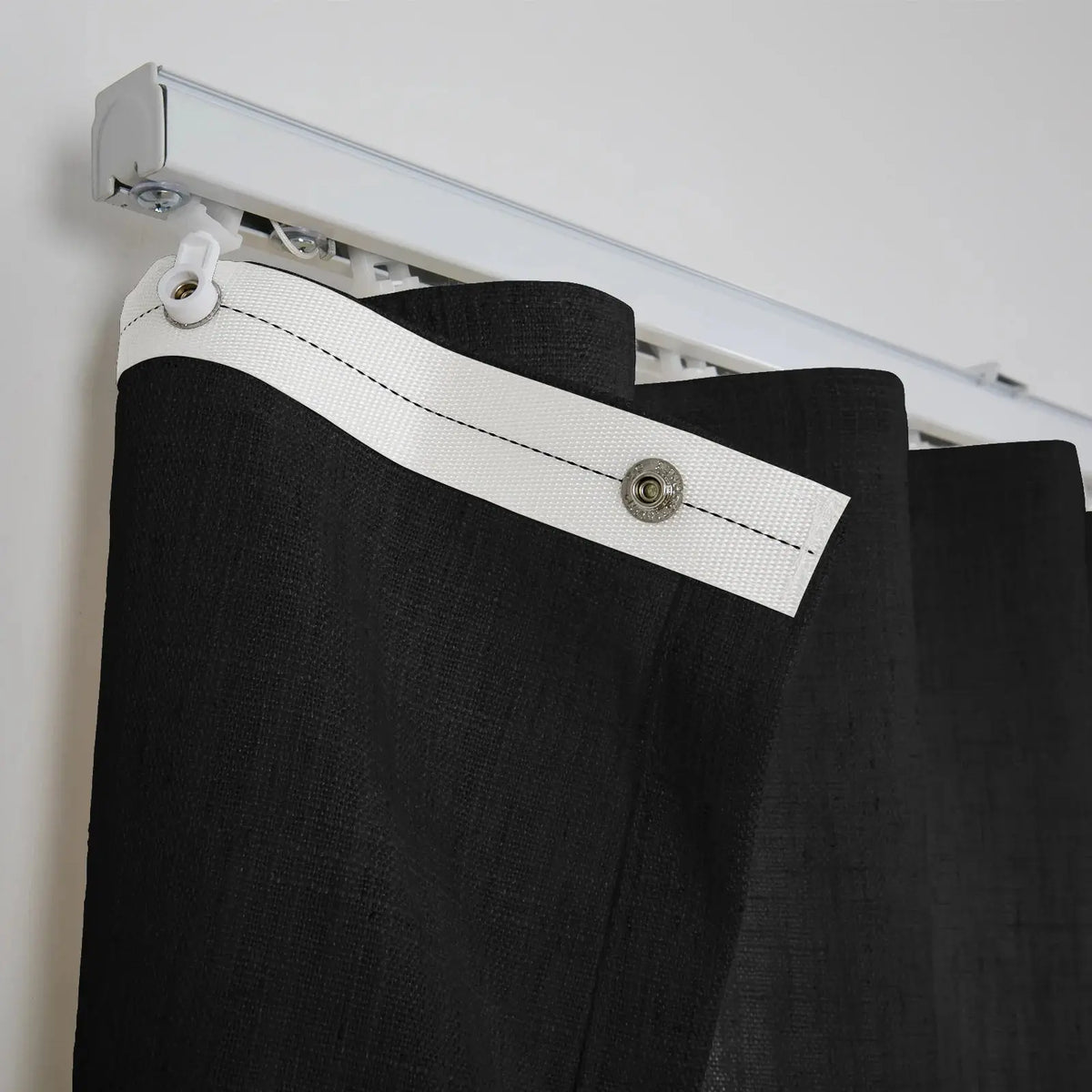 Liz Linen Ripple Fold Drapery with Snap Tape - Lora Track- -TWOPAGES