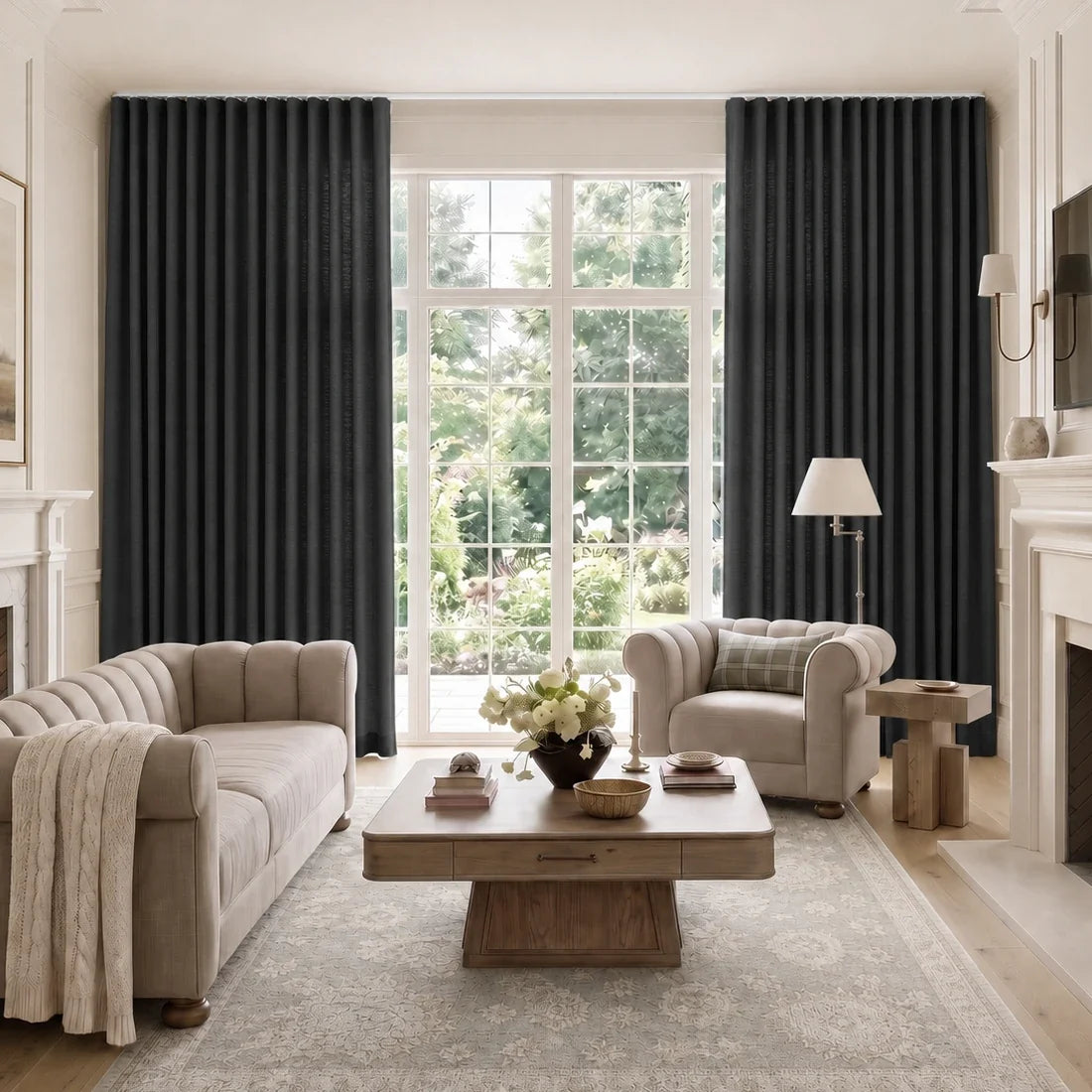 Isabella Cotton S-fold Curtains with Belt Hook - Lora Track