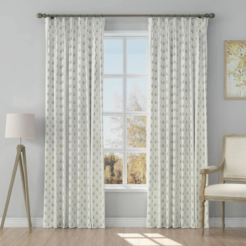 Stefana Silber x TWOPAGES Graphic Printed Linen Blend Pleated Curtains