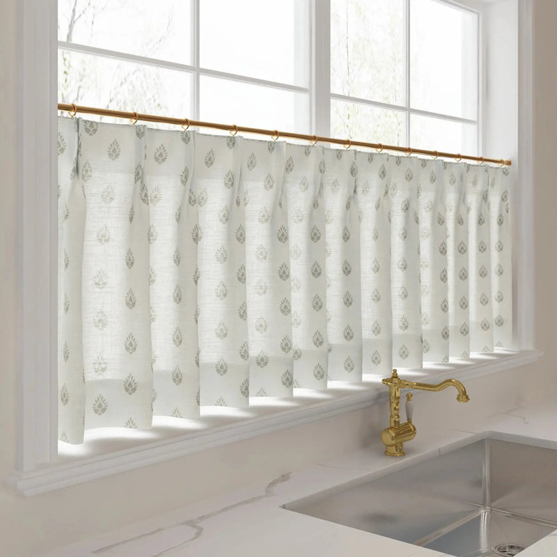Stefana Silber x TWOPAGES Graphic Printed Linen Pleated Cafe Curtains