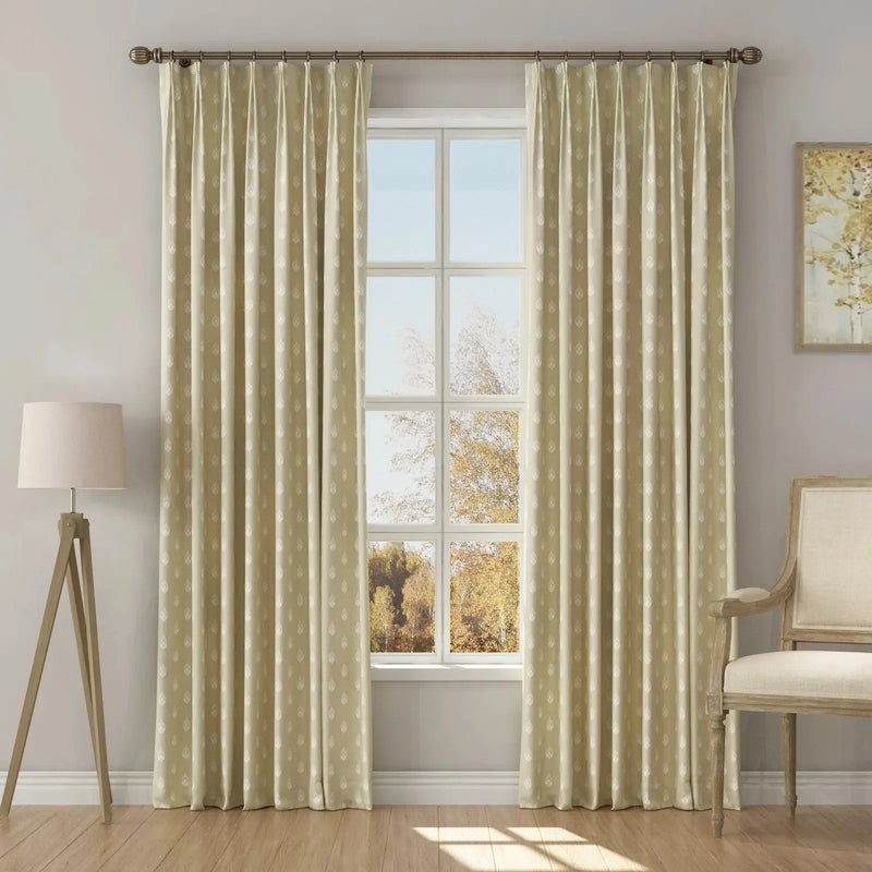 Stefana Silber x TWOPAGES Graphic Printed Linen Blend Pleated Curtains