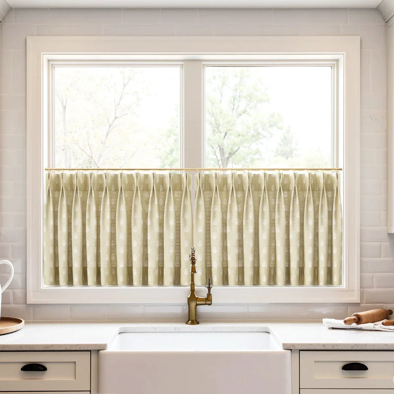 Stefana Silber x TWOPAGES Graphic Printed Linen Pleated Cafe Curtains