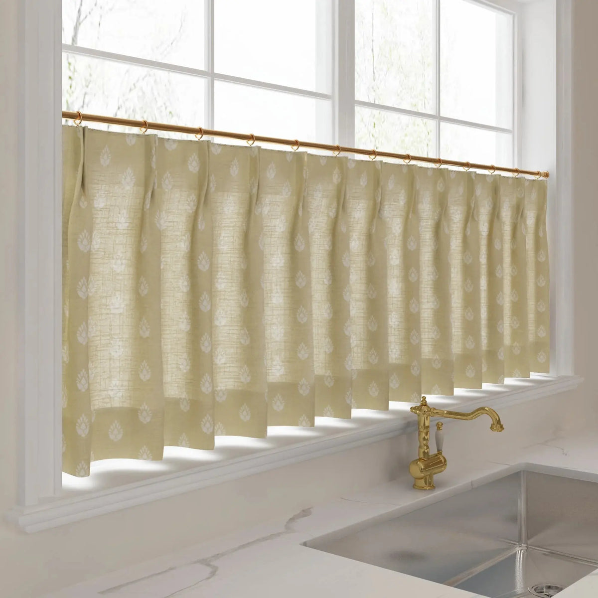Stefana Silber x TWOPAGES Graphic Printed Linen Pleated Cafe Curtains