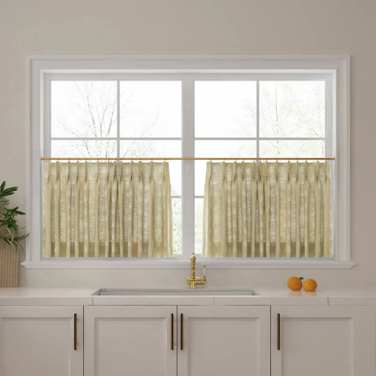 Stefana Silber x TWOPAGES Graphic Printed Linen Pleated Cafe Curtains