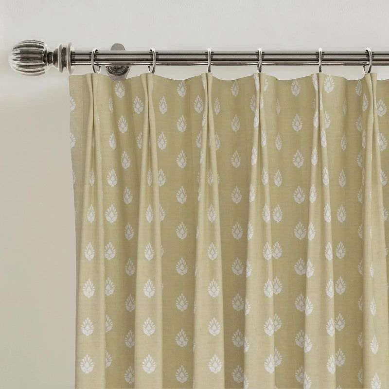 Stefana Silber x TWOPAGES Graphic Printed Linen Blend Pleated Curtains