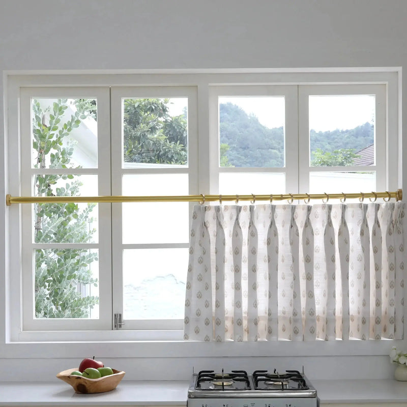 Stefana Silber x TWOPAGES Graphic Printed Linen Pleated Cafe Curtains
