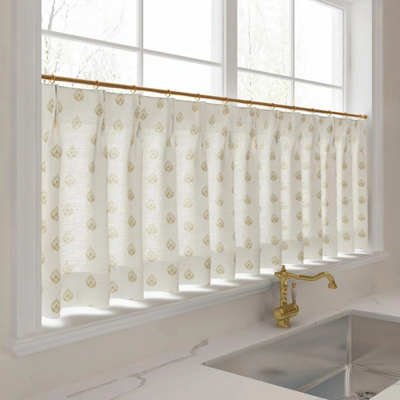 Stefana Silber x TWOPAGES Graphic Printed Linen Pleated Cafe Curtains