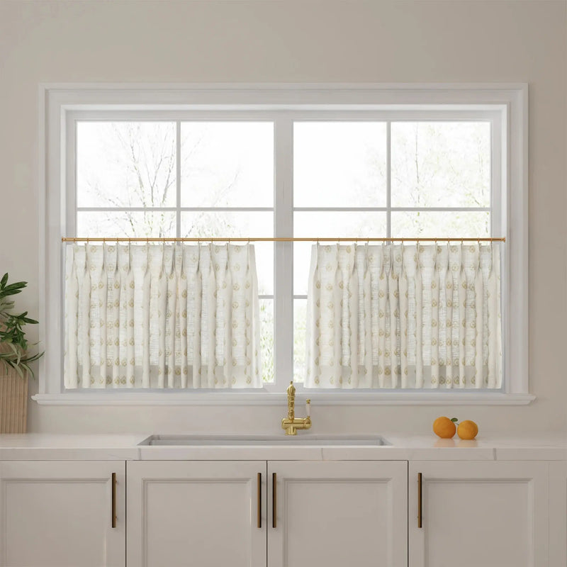 Stefana Silber x TWOPAGES Graphic Printed Linen Pleated Cafe Curtains