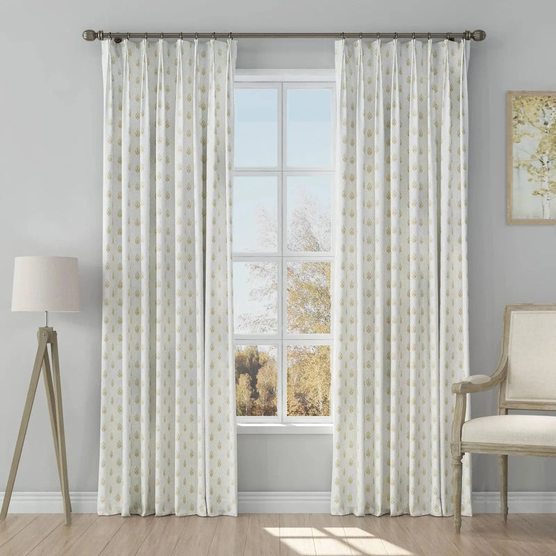 Stefana Silber x TWOPAGES Graphic Printed Linen Blend Pleated Curtains