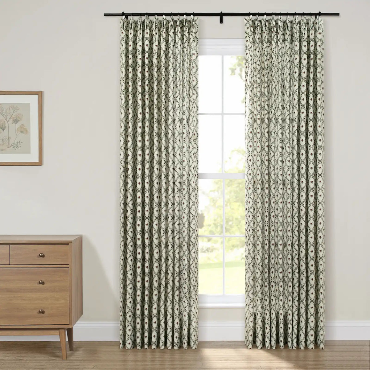 Britt Bengoechea x TWOPAGES Cottage Floral Printed Linen Cotton Pleated Curtains