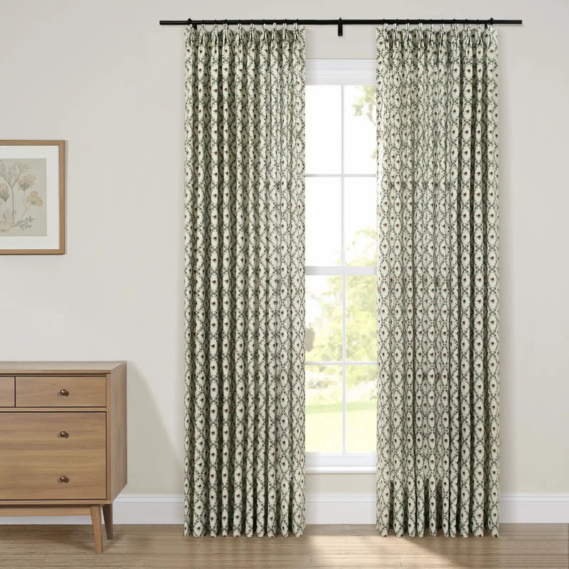 Britt Bengoechea x TWOPAGES Cottage Floral Printed Linen Cotton Pleated Curtains