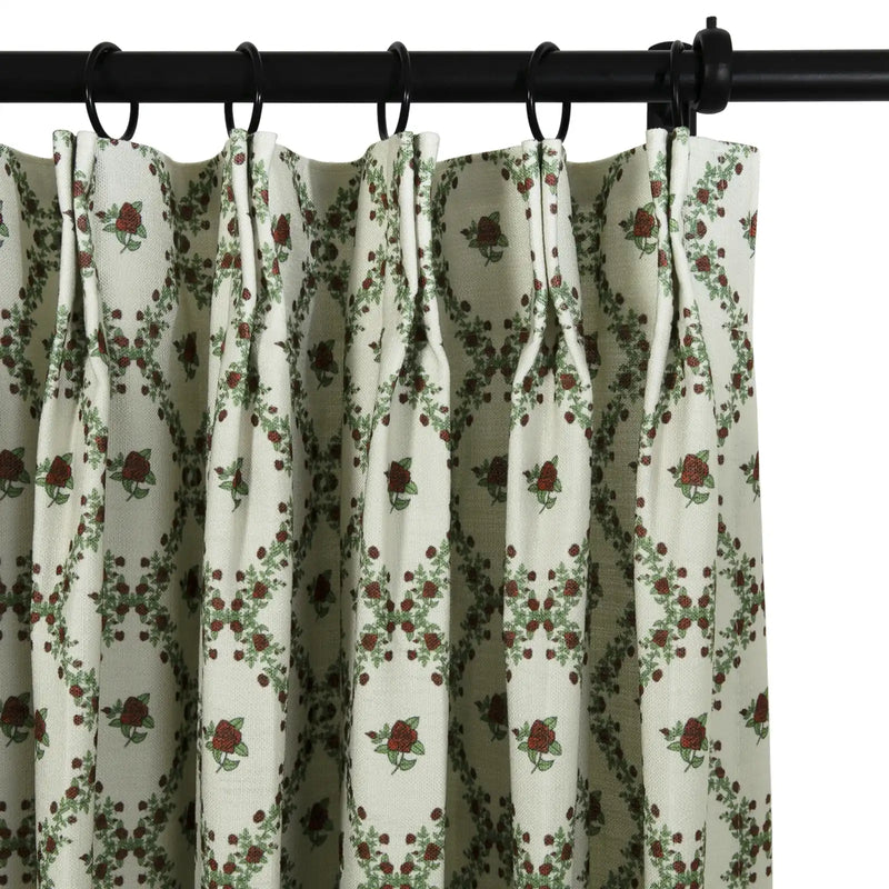 Britt Bengoechea x TWOPAGES Cottage Floral Printed Linen Cotton Pleated Curtains