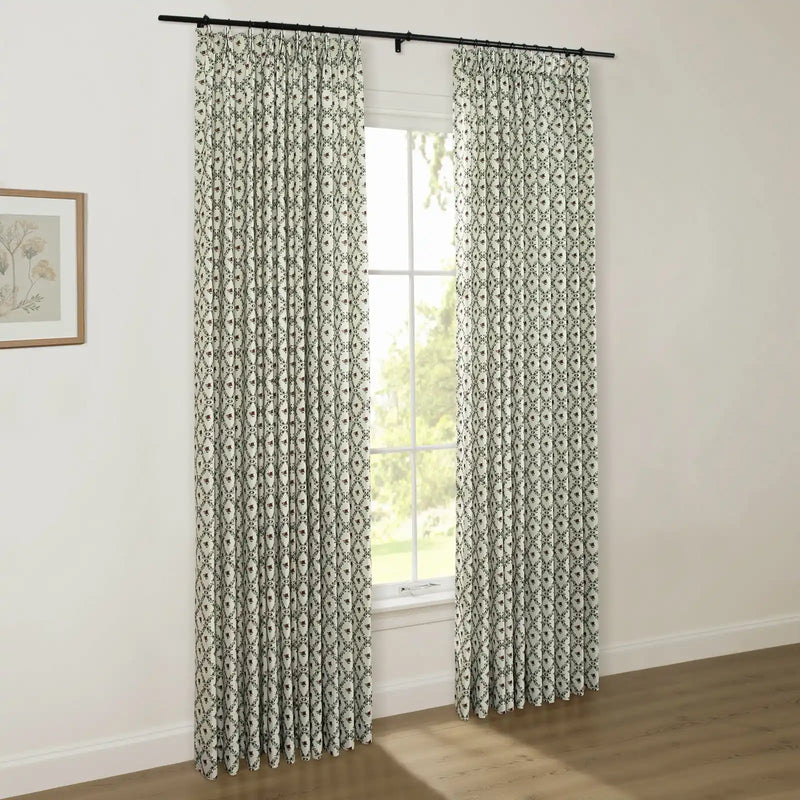 Britt Bengoechea x TWOPAGES Cottage Floral Printed Linen Cotton Pleated Curtains