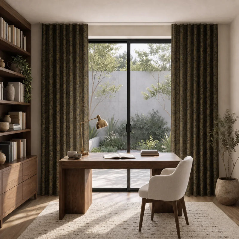 Sara Le x TWOPAGES Printed Linen S-fold Curtains with Belt Hook - Lora Track
