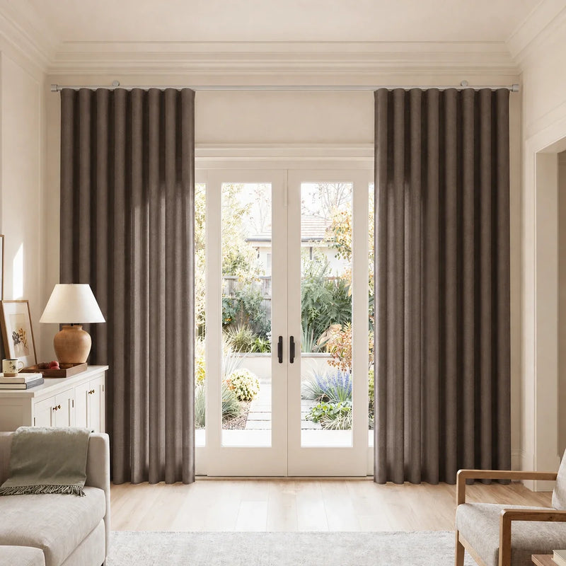 Birkin Velvet S-fold Curtains with Belt Hook - Cato Traverse Rod