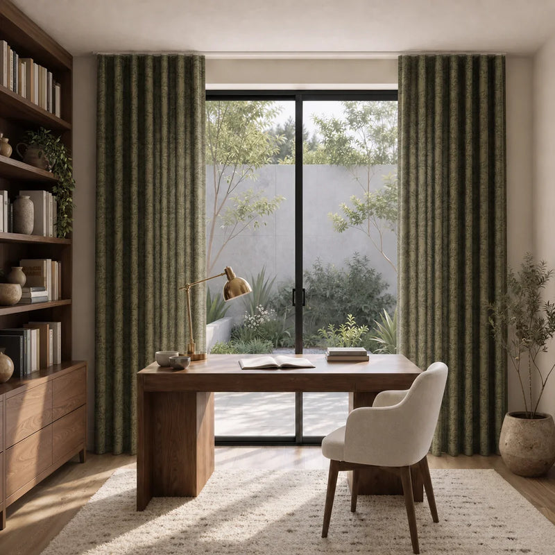Sara Le x TWOPAGES Printed Linen S-fold Curtains with Belt Hook - Lora Track