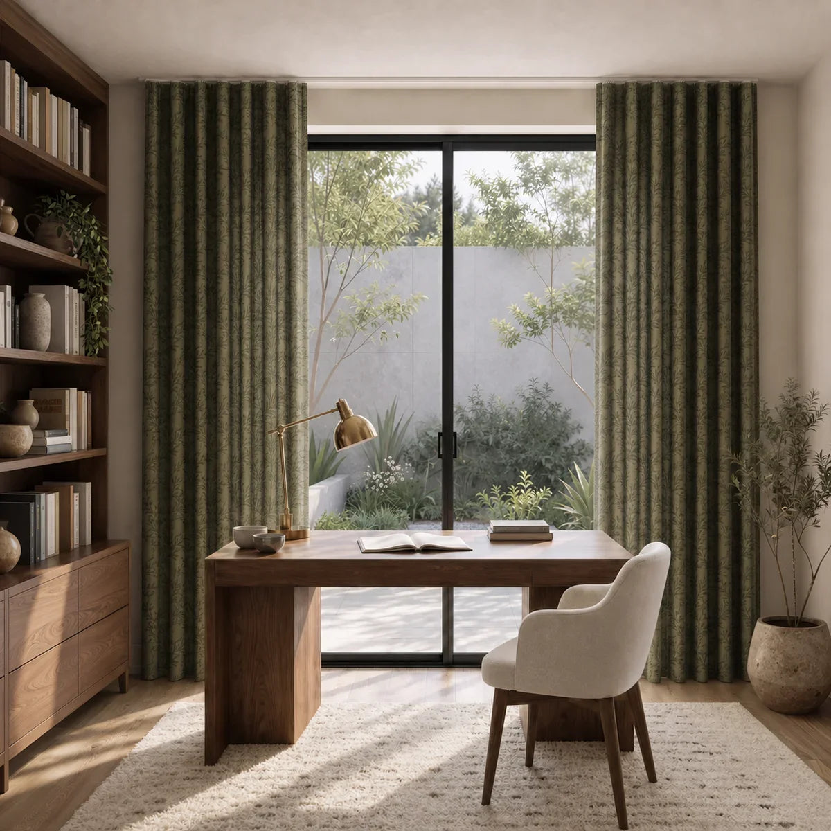 Sara Le x TWOPAGES Printed Linen S-fold Curtains with Snap Tape - Lora Track