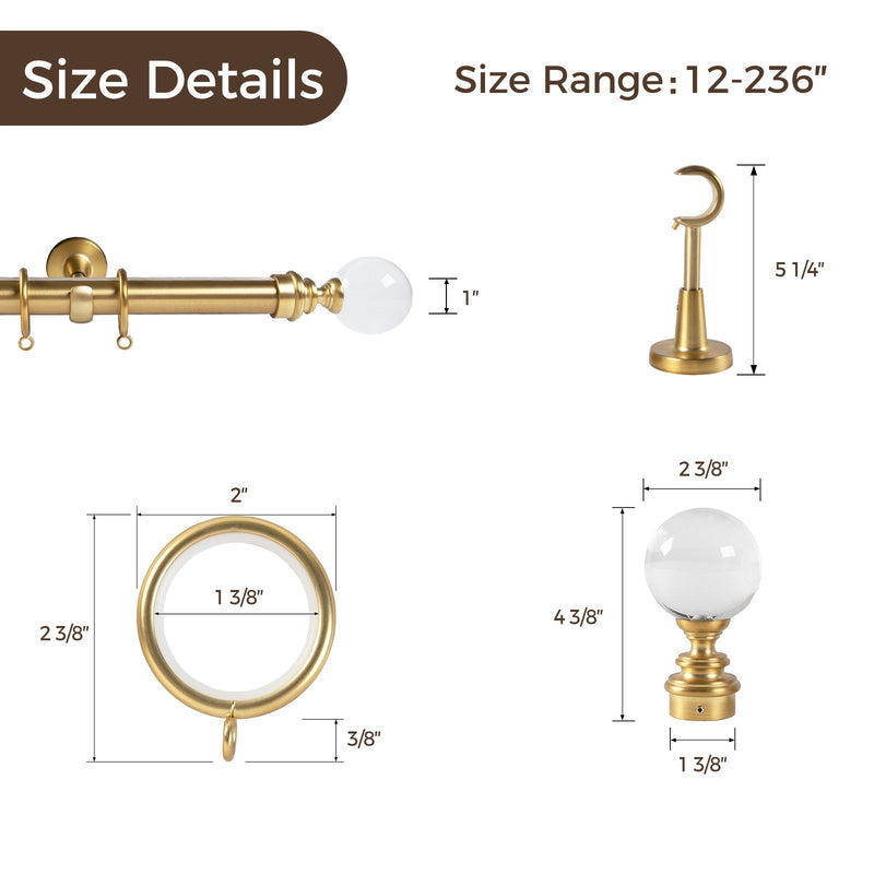 Arno Single Decorative Curtain Rod with Rings