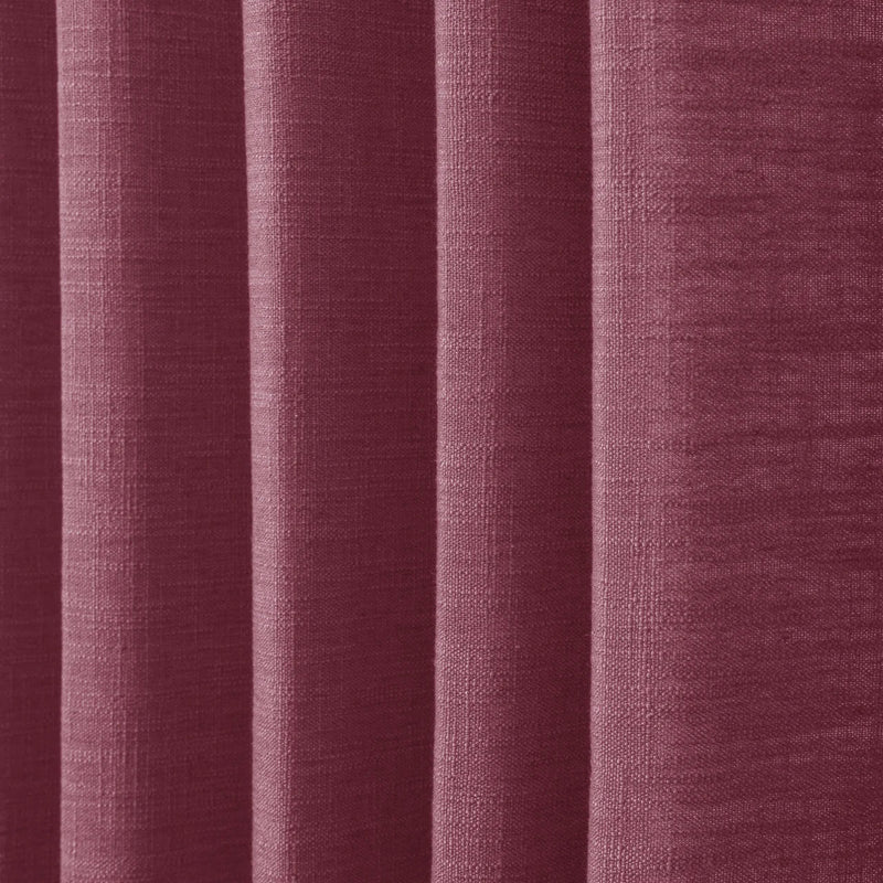 Burgundy Red Liz linen curtains in a close room detail highlighting the linen texture and colour