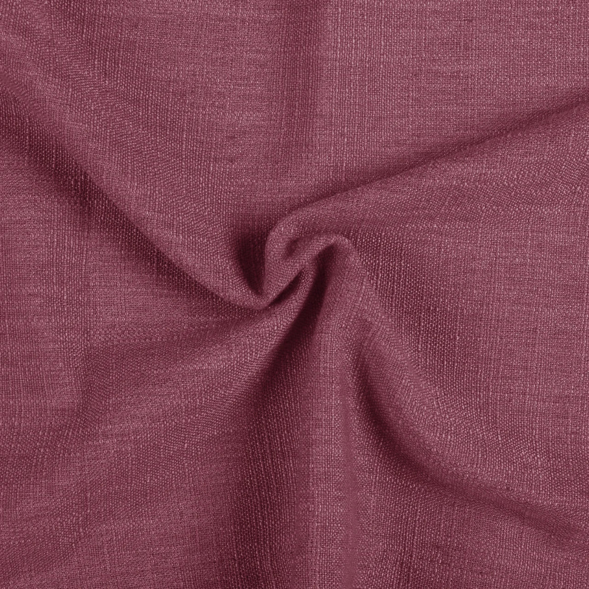 Burgundy Red Liz linen curtains drawn partly across the window with filtered light revealing the weave
