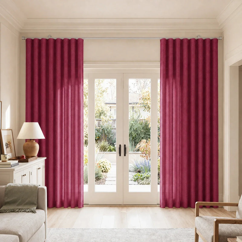 Birkin Velvet S-fold Curtains with Belt Hook - Cato Traverse Rod