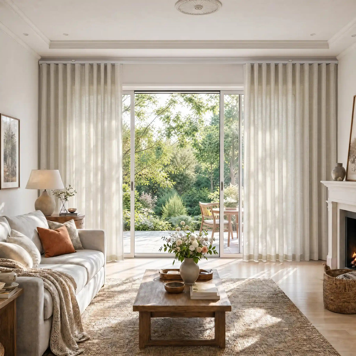 Liz Linen S-fold Curtains with Snap Tape - Lora Track