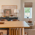 Liz Linen Roman Blind in Wooden Headrail Cordless