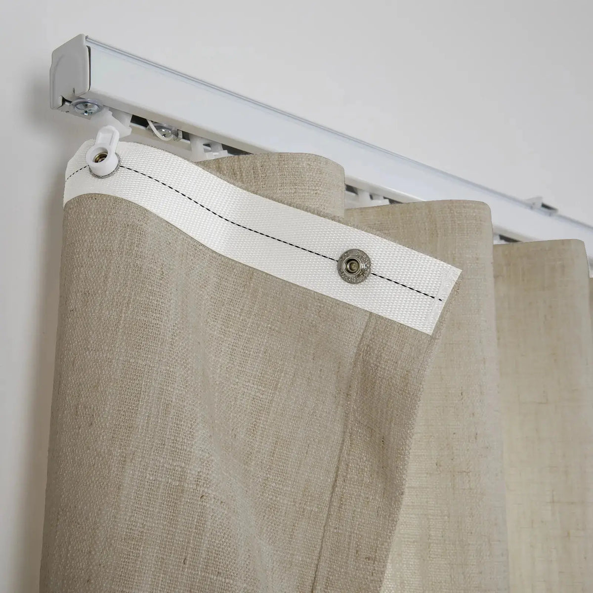 Liz Linen Ripple Fold Drapery with Snap Tape - Lora Track- -TWOPAGES